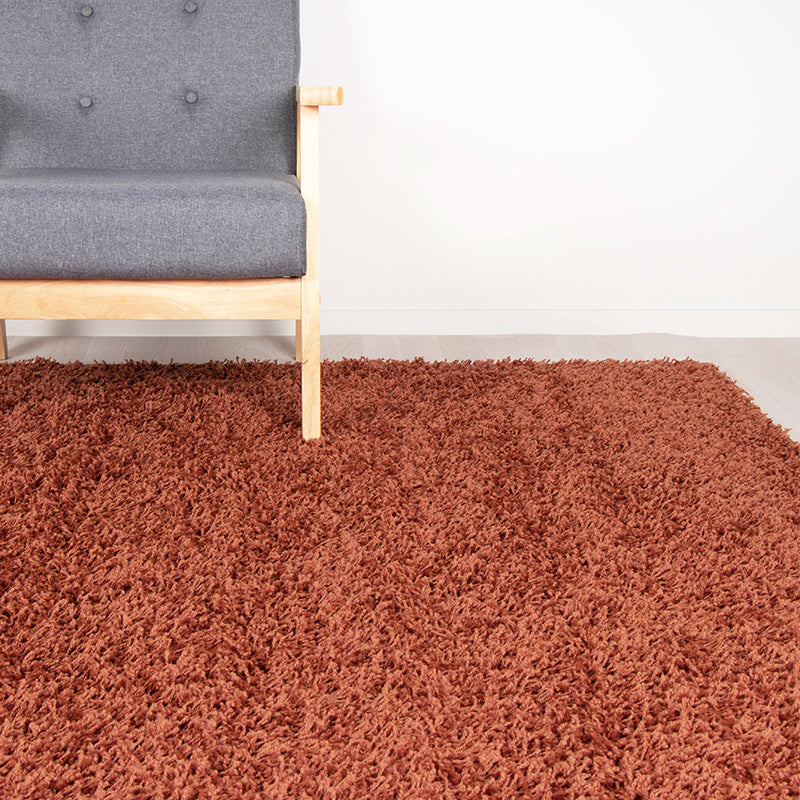 Round High Pile Rug - Solid Terracotta