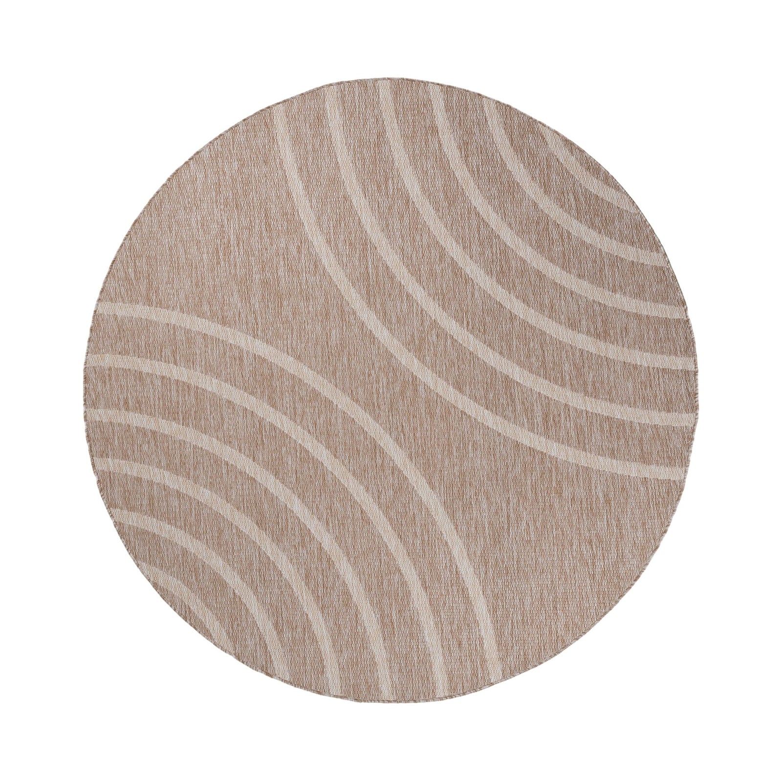 Round Indoor & Outdoor Rug - Sierra Curves Beige/Cream