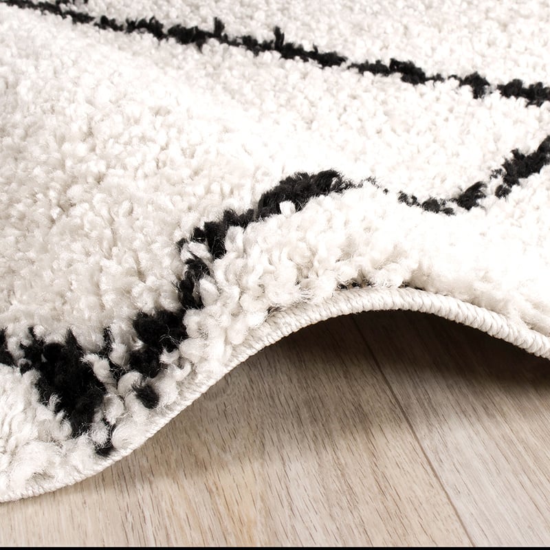 High Pile Rug - Grand Lines Cream/Black