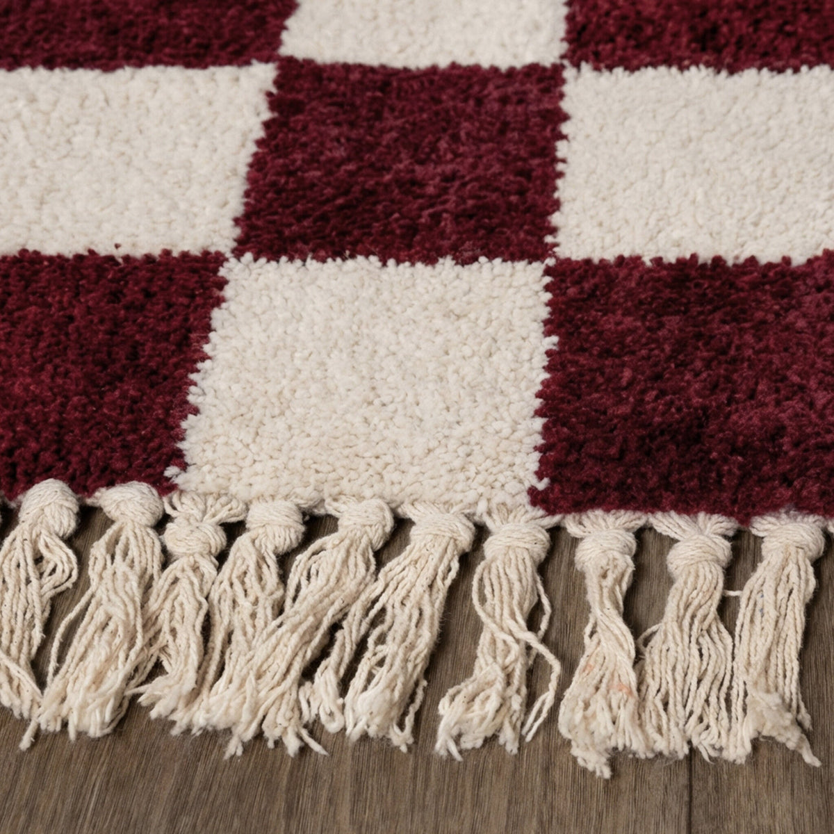Checkerboard rug - Blox Fringe Red