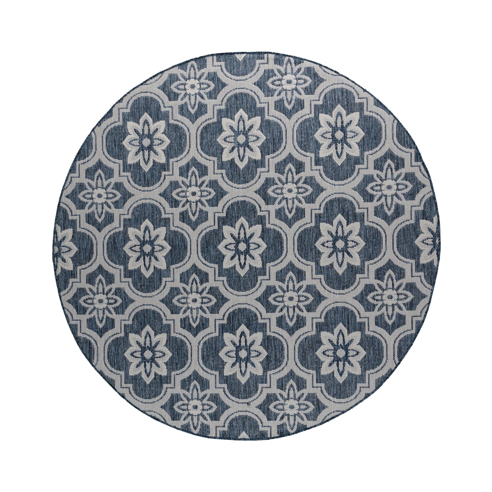 Round Outdoor Rug – Rio Flower Blue