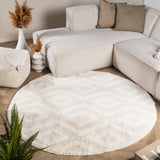 Round Scandinavian Rug - Lova Diamond Cream