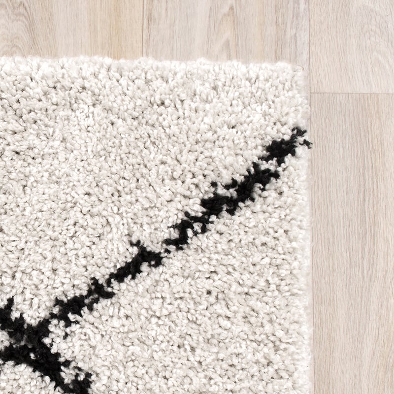Square High Pile Rug - Grand Lines Cream/Black