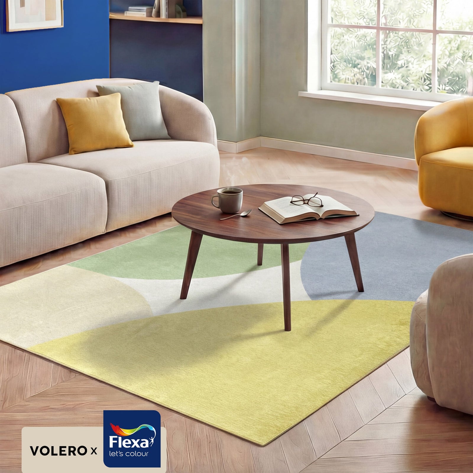 Geometric Rug – Swing Circles Blue/Green