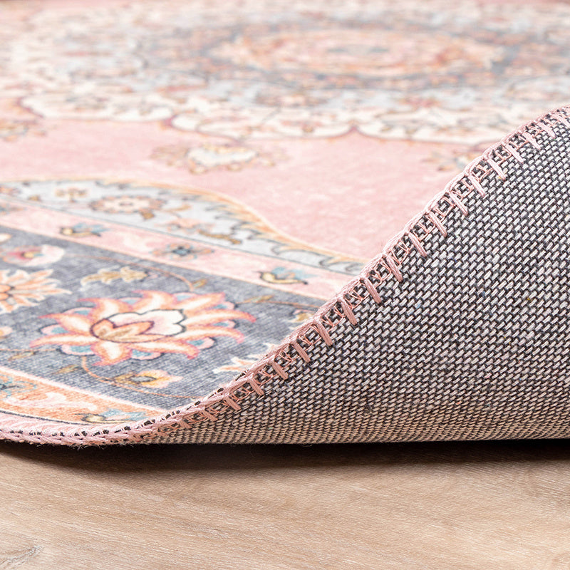Round Vintage Rug - Lily Medallion Pink