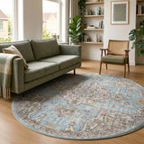 Round oriental rug - Leyla Medallion Light Blue
