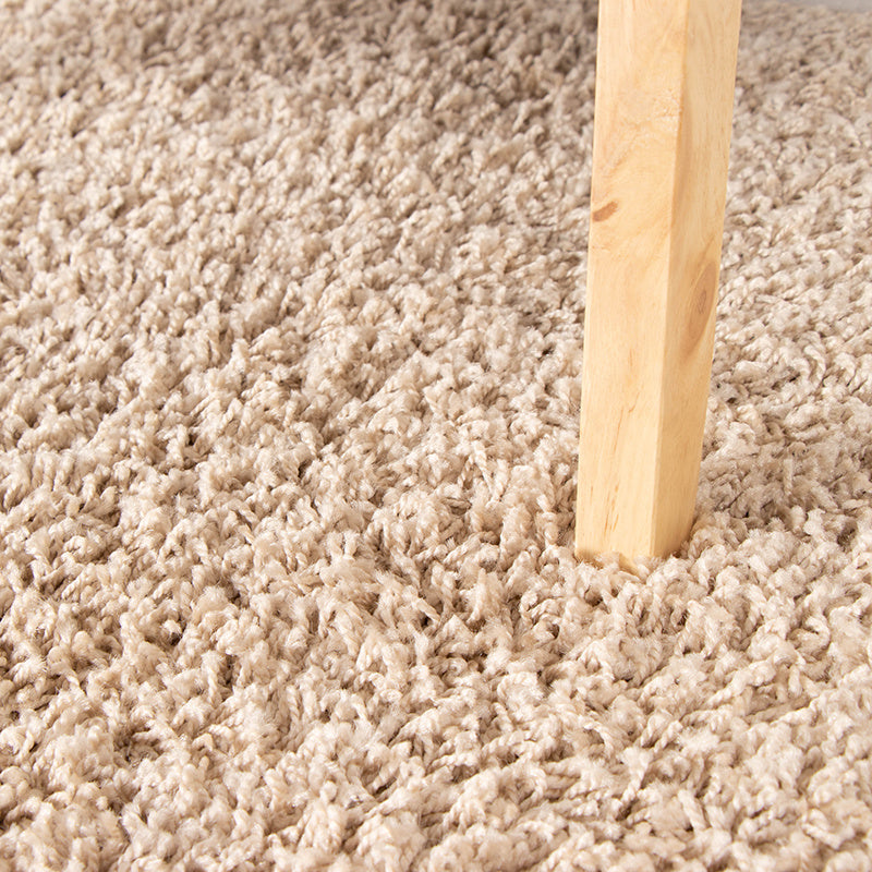 Round High Pile Rug - Solid Beige