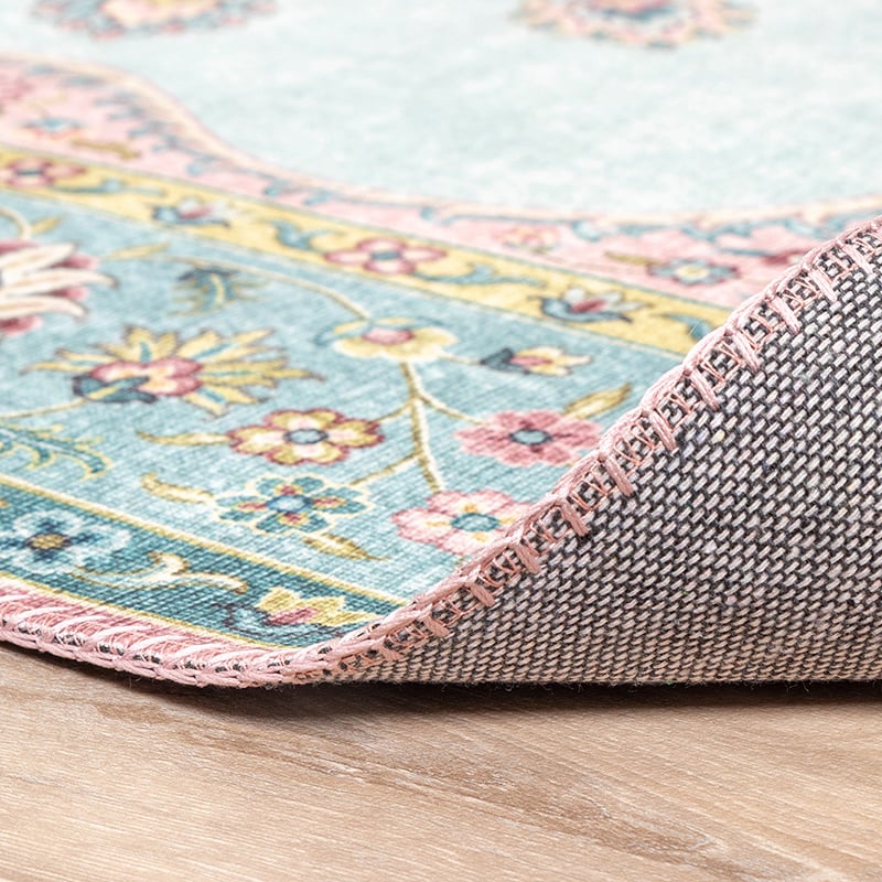 Round Vintage Rug - Lily Medallion Light Blue