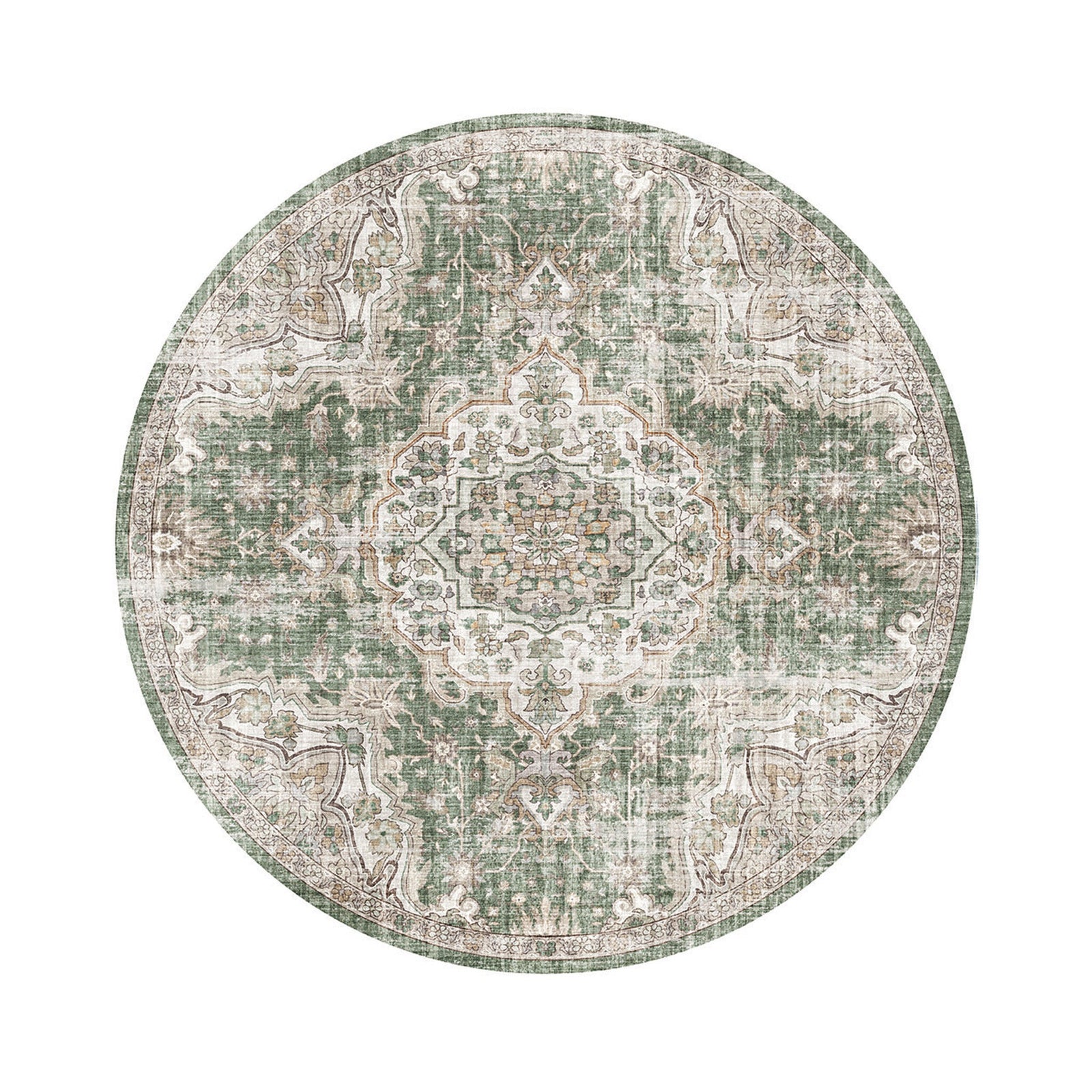 Round oriental rug – Leyla Medallion Green