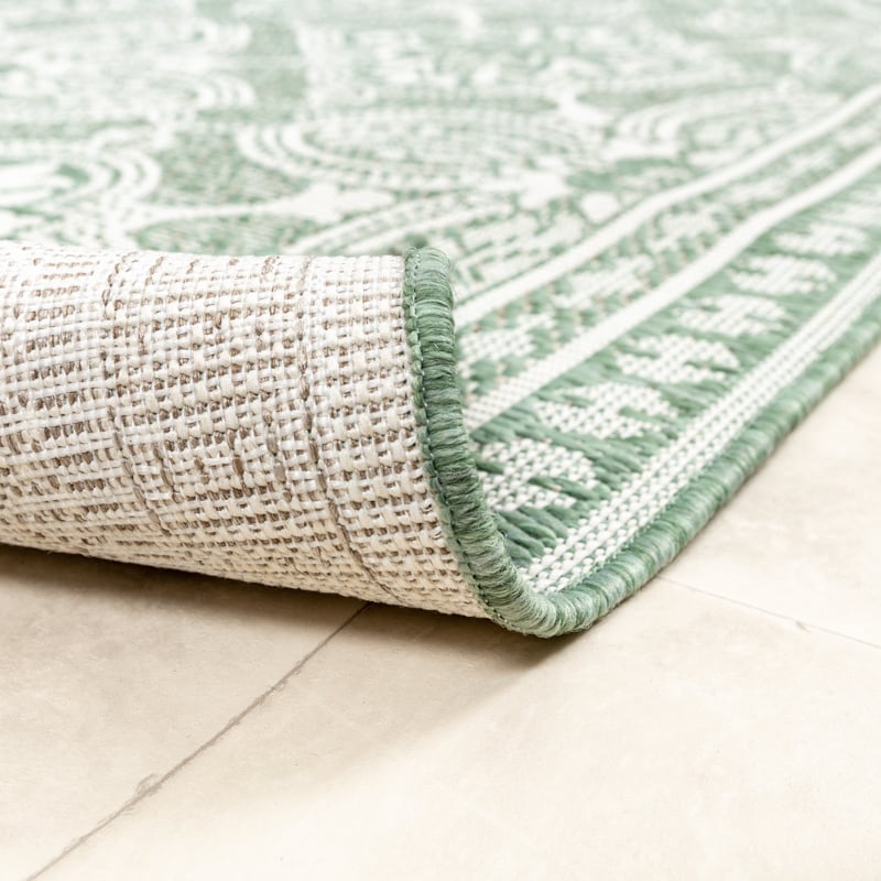 Round Outdoor Rug - Summer Oriental Green