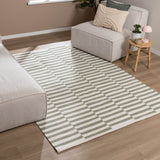 Striped Modern Rug - Dazzle Blocks Green/White