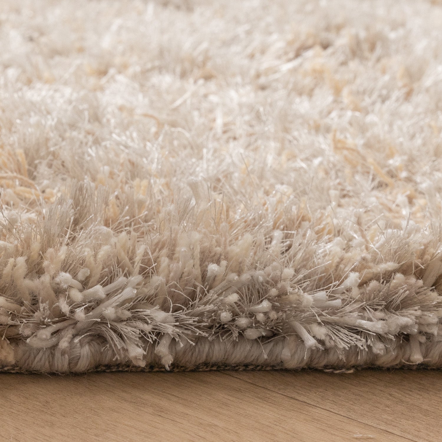 Round Shaggy Rug - Grace White