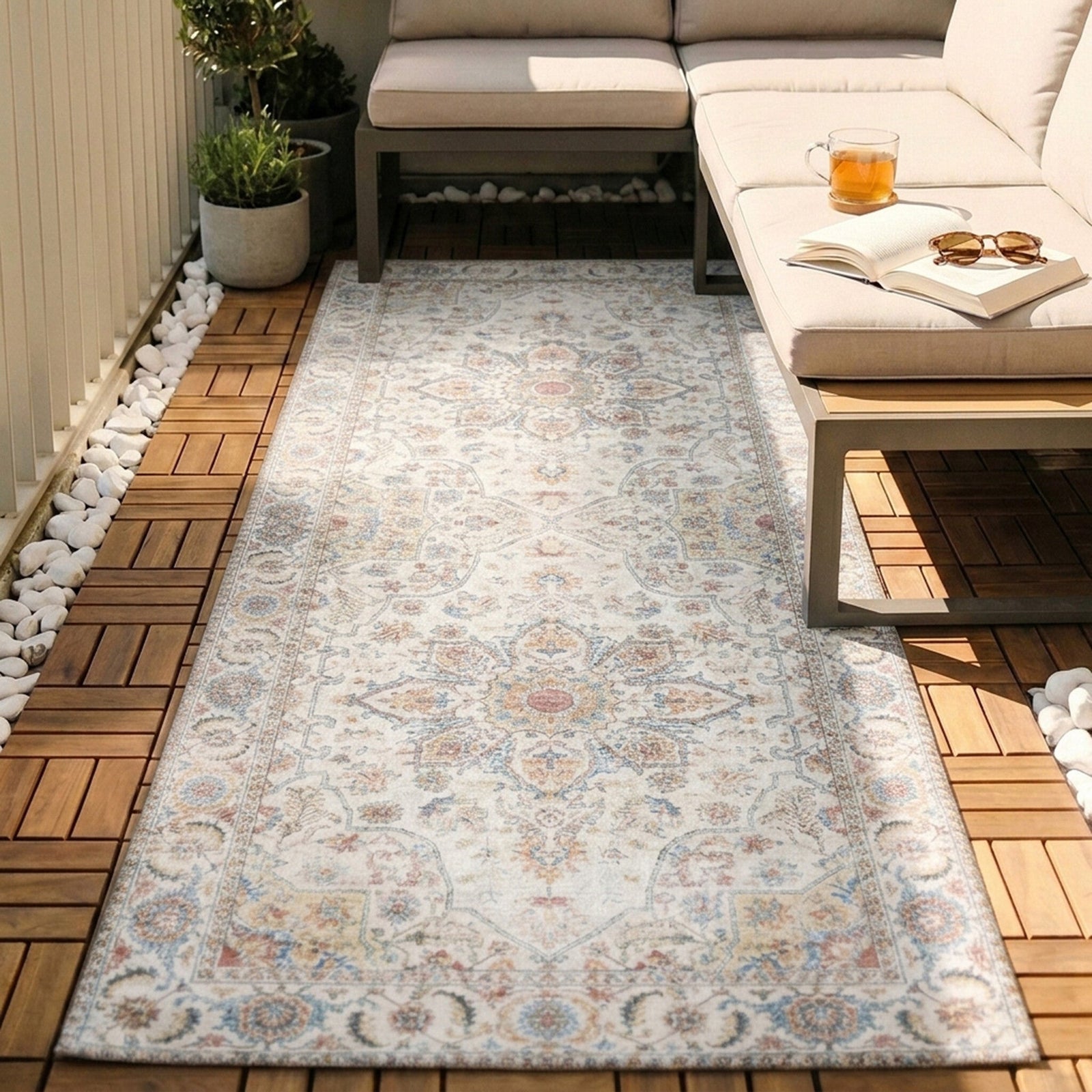 Washable Runner - Domingo Mandala White