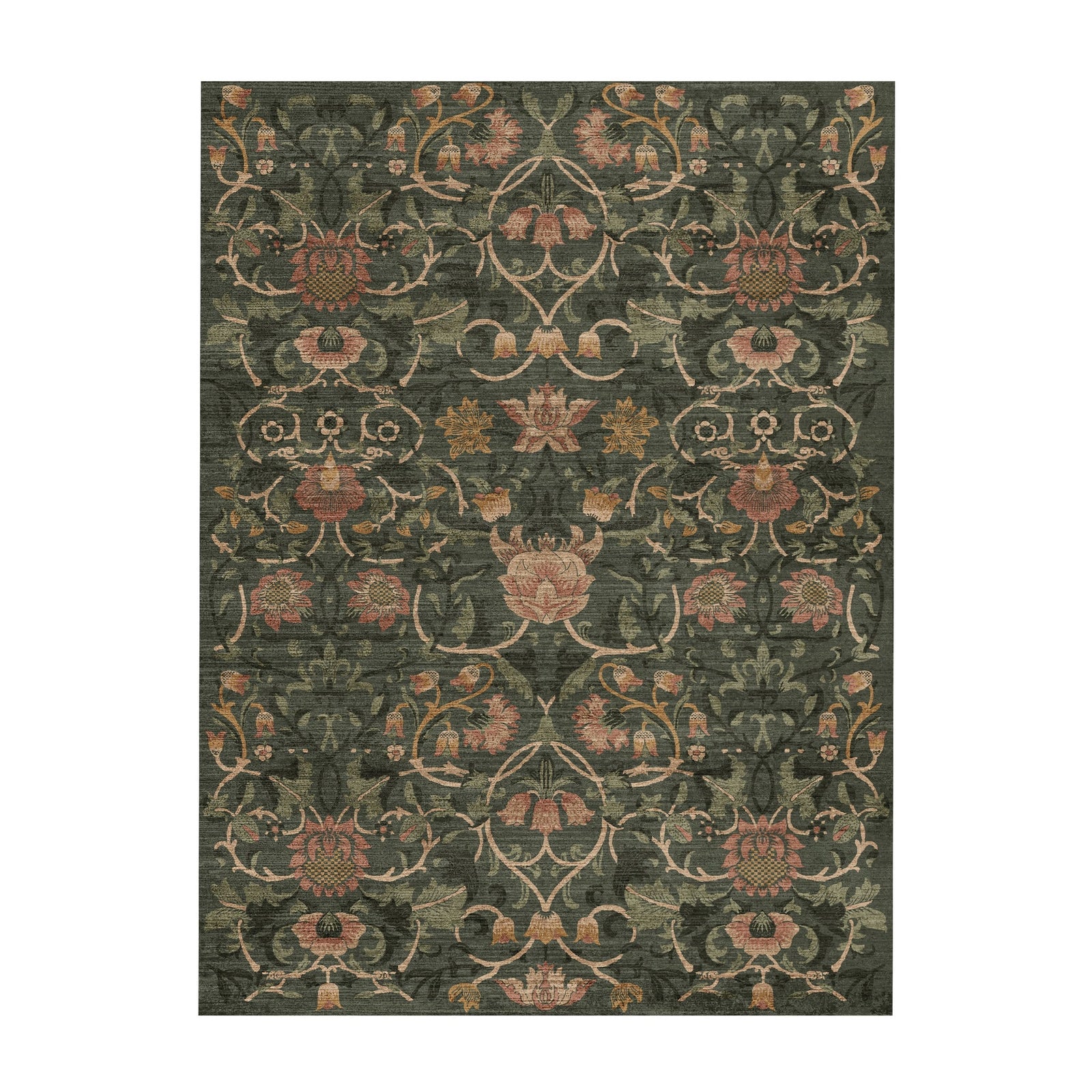 Floral rug – Rosie Dark Green