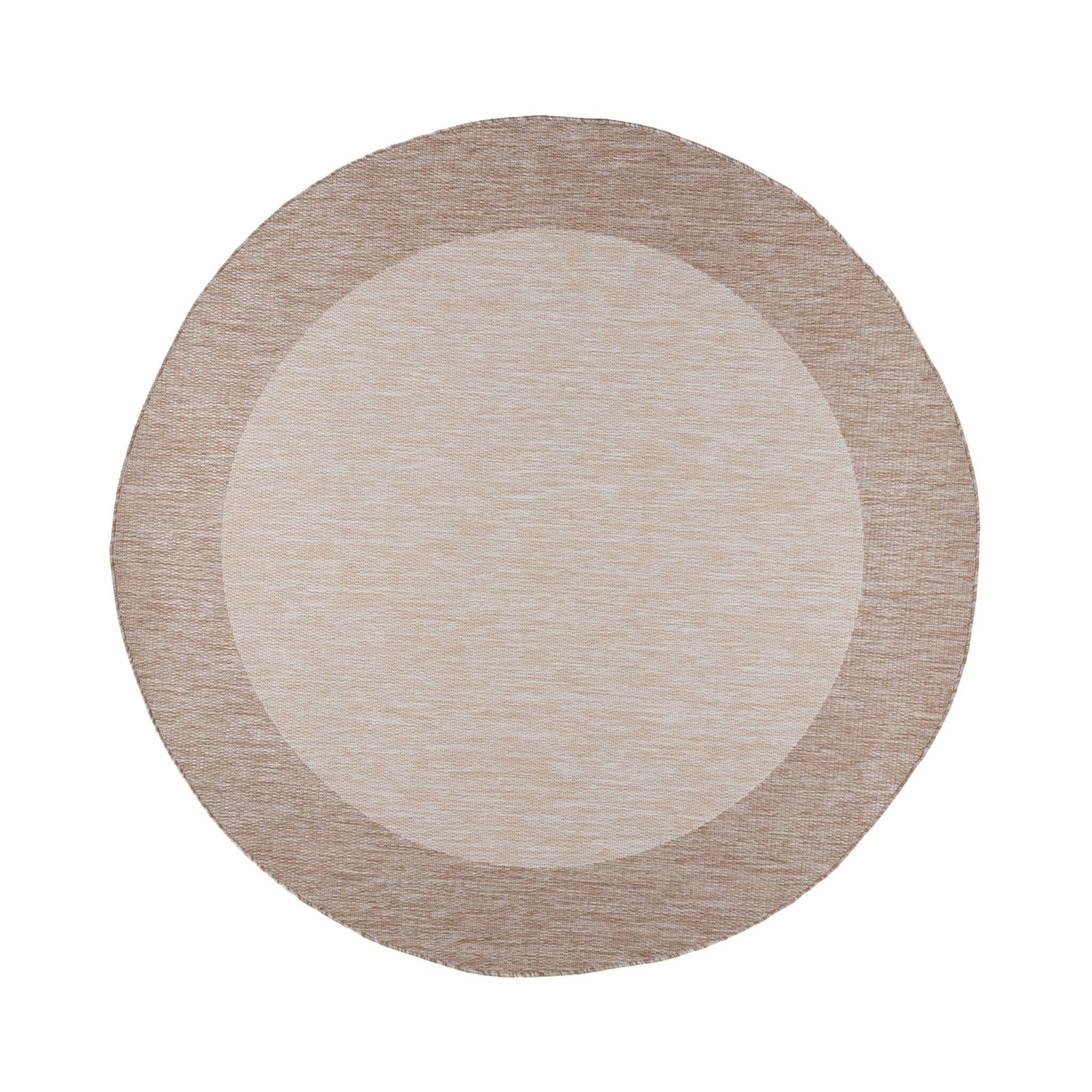 Round Indoor & Outdoor Rug – Sierra Border Cream/Beige