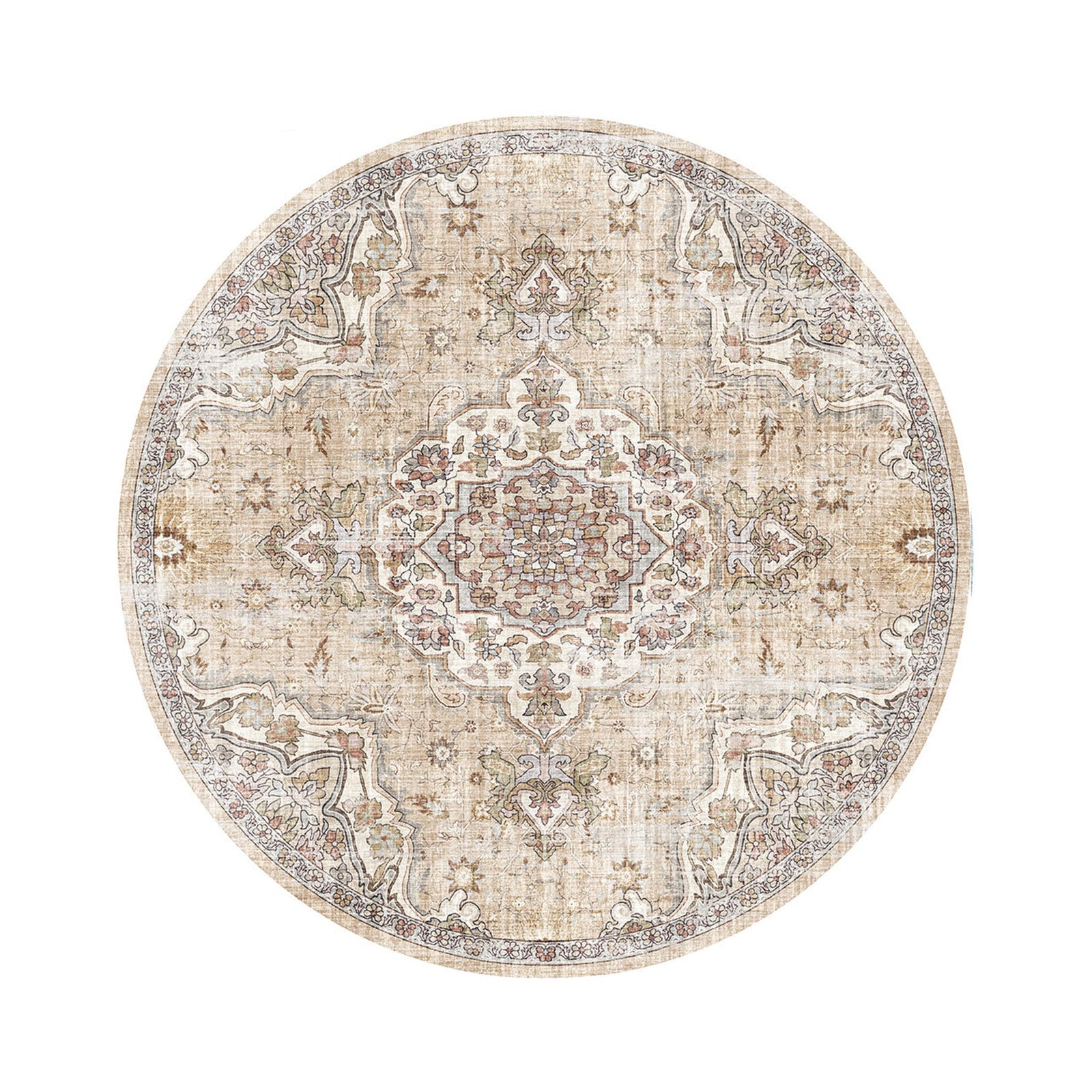 Runder Orientteppich – Leyla Medaillon Taupe