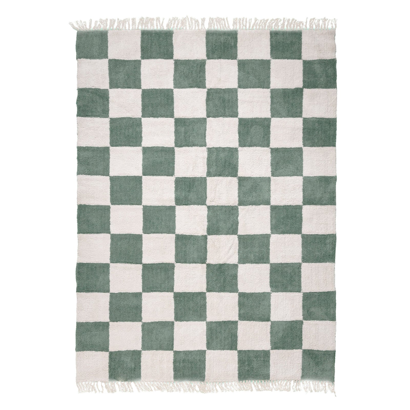 Checkerboard Rug - Blox Fringe Green