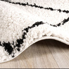 Square High Pile Rug - Grand Lines Cream/Black