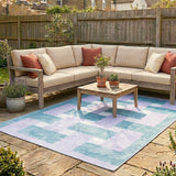 Retro Indoor Outdoor Rug - Pop Lines Lilac