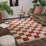 Checkerboard Rug - Blox Fringe Terracotta