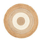 Tapis rond en jute - Mirai Border Blanc/Naturel