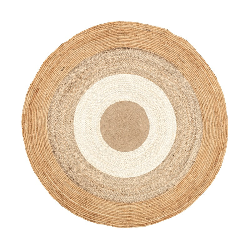 Tapis rond en jute - Mirai Border Blanc/Naturel