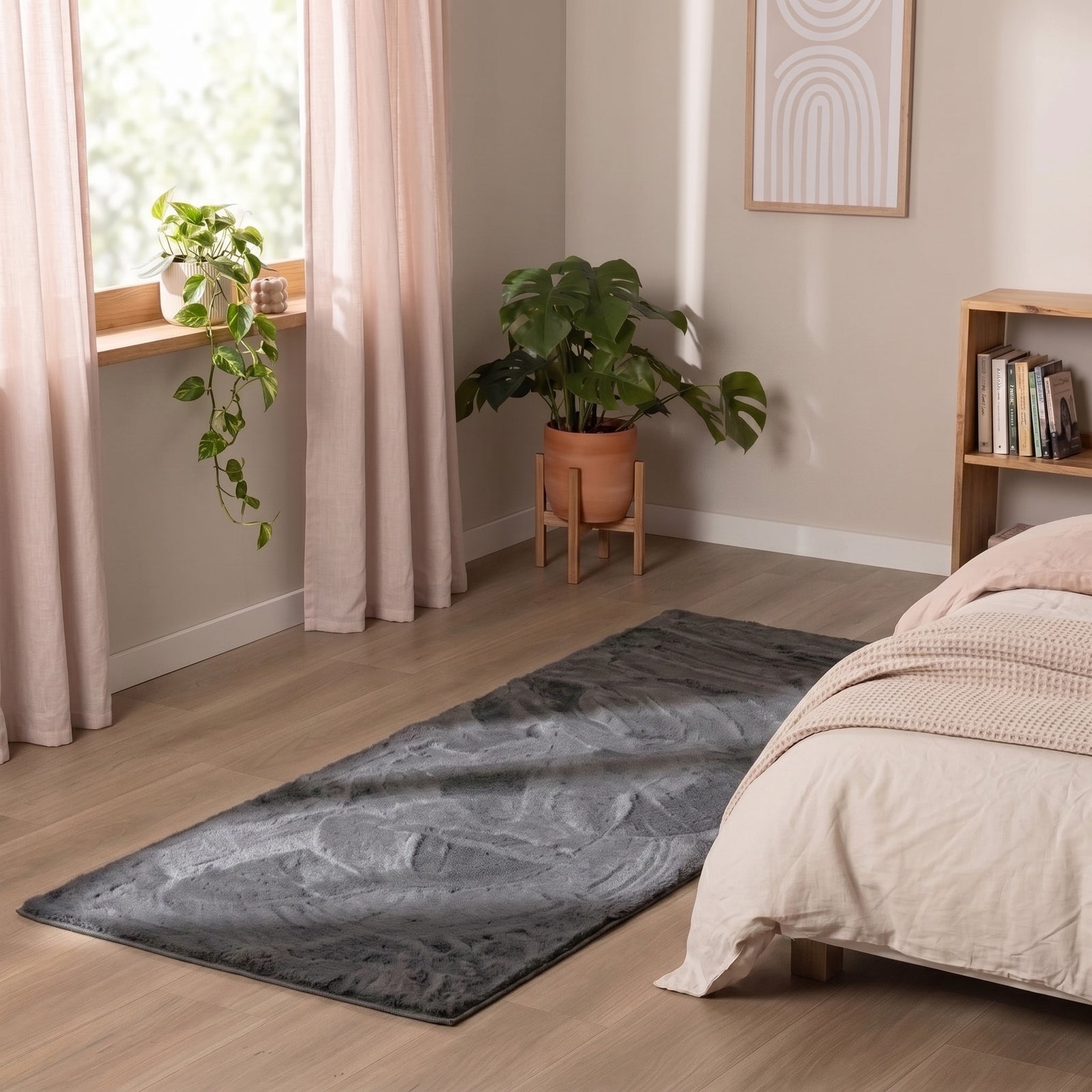 Tapis de couloir doux à poils courts - Cozy Anthracite
