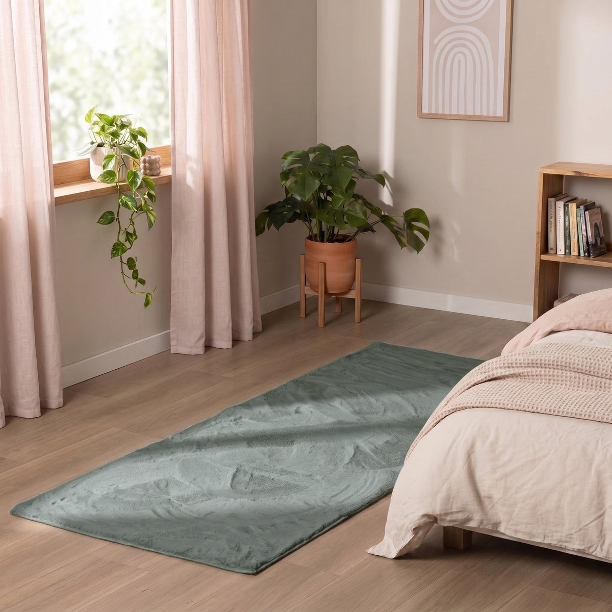 Tapis de couloir doux à poils courts - Cozy Vert