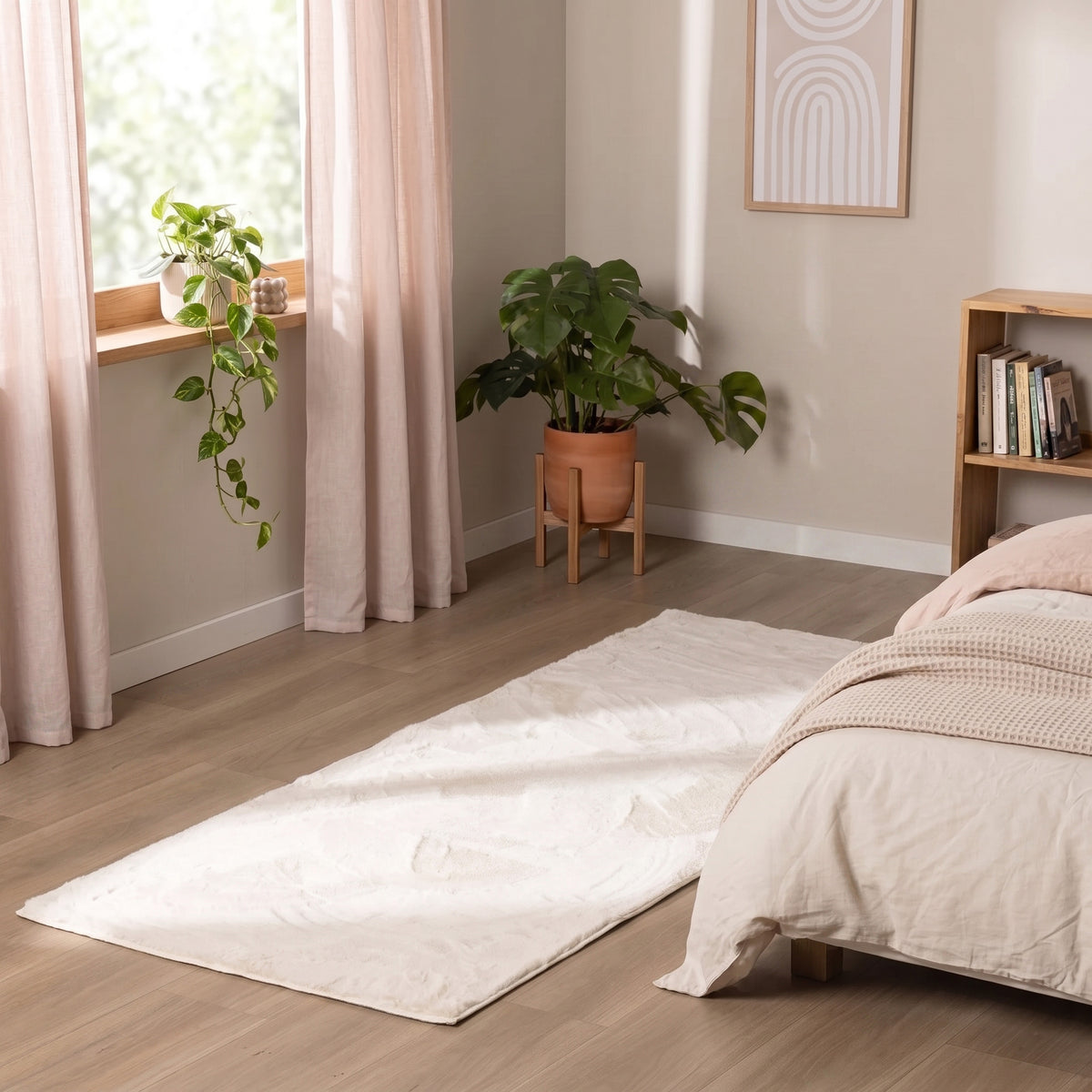 Tapis de couloir doux à poils courts - Cozy Blanc