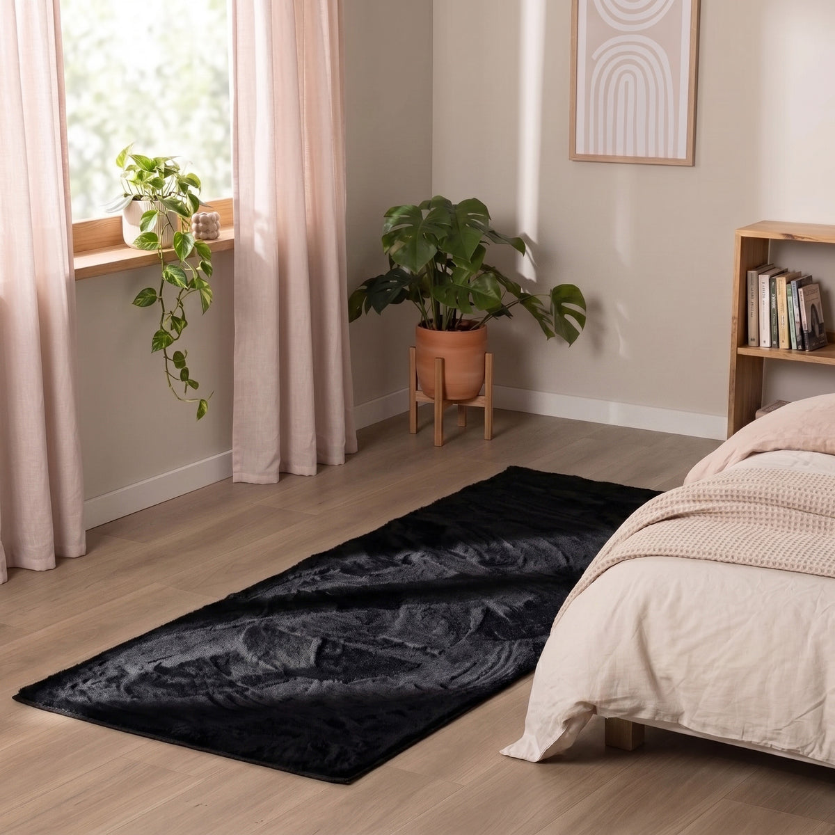 Tapis de couloir doux à poils courts - Cozy Noir