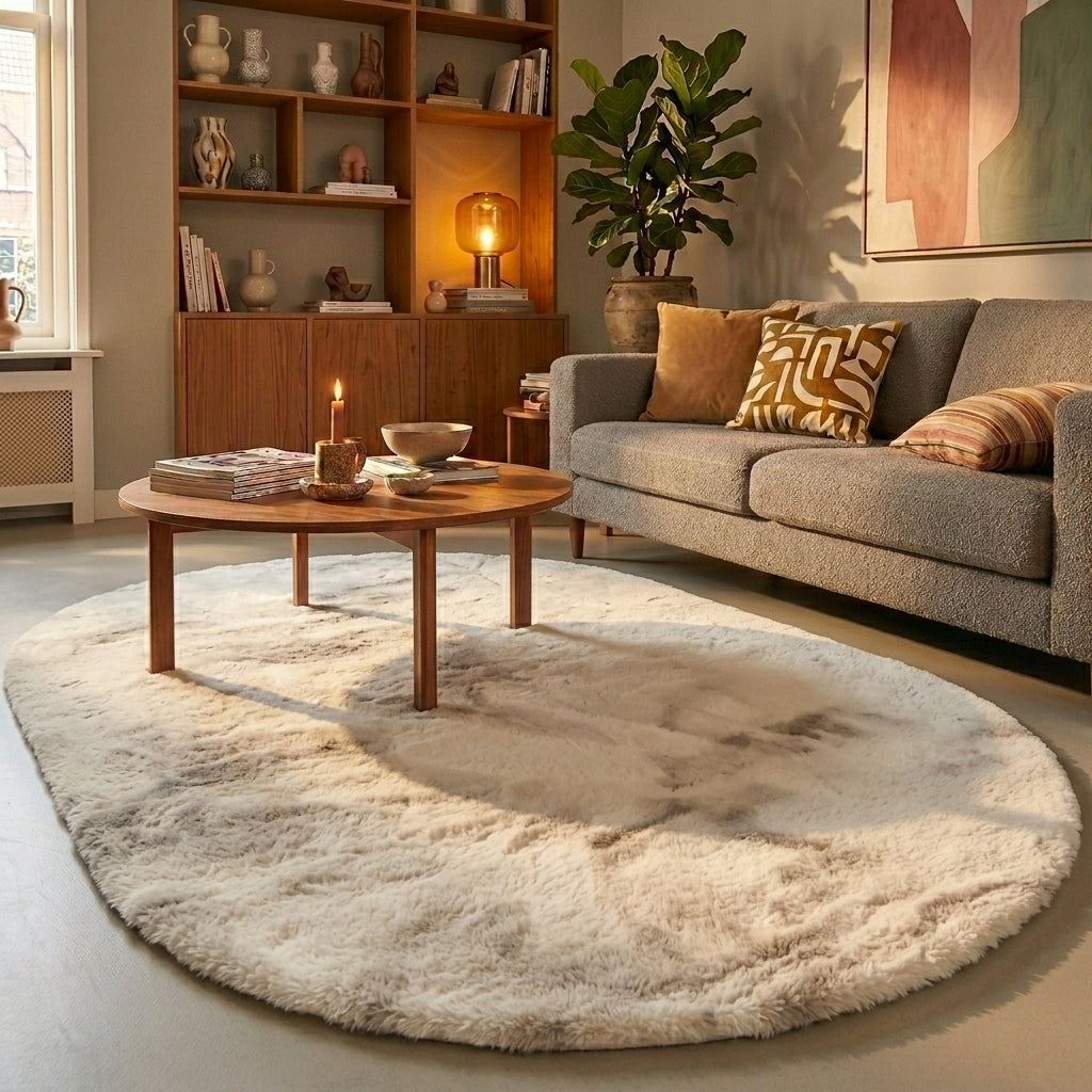 Oval High Pile Rug - Comfy Supreme Cream