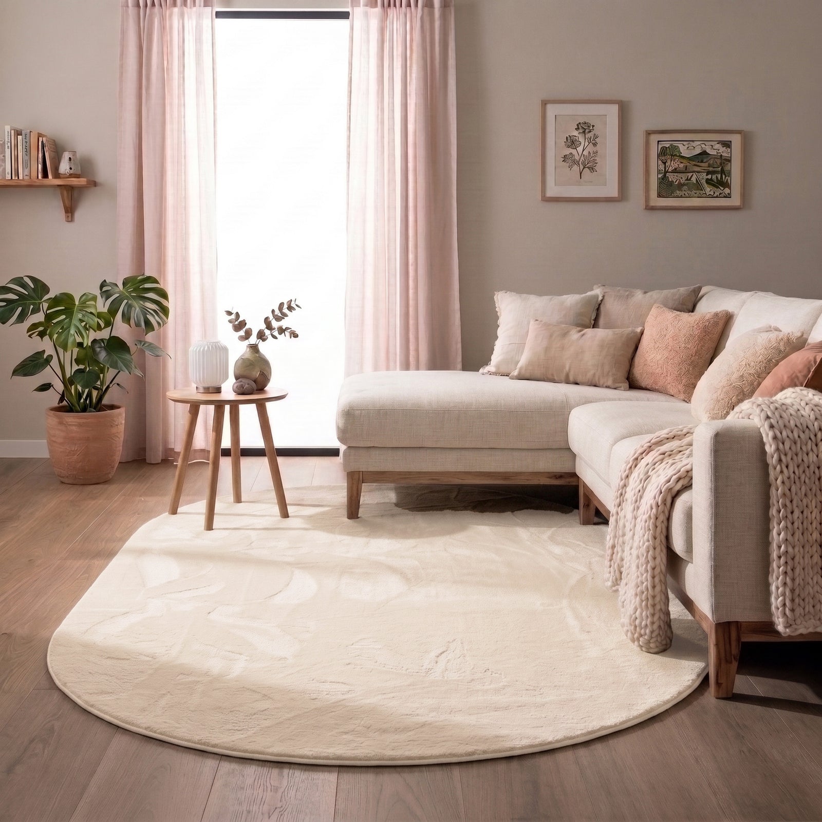 Oval Low-Pile Rug – Cozy Cream