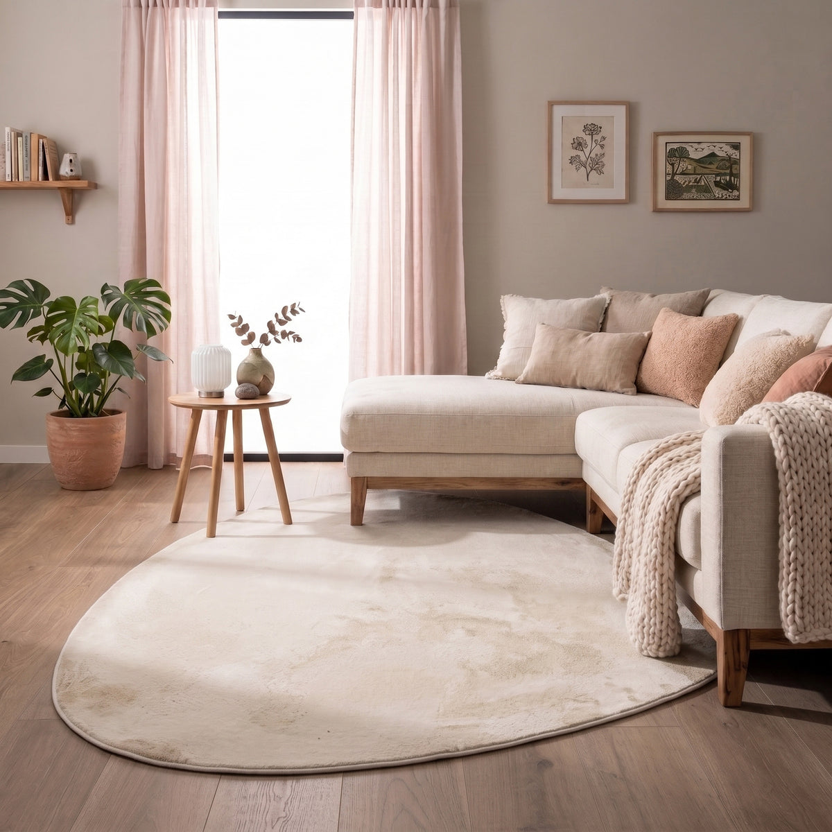 Soft Low-Pile Rug – Cozy Pebble Cream