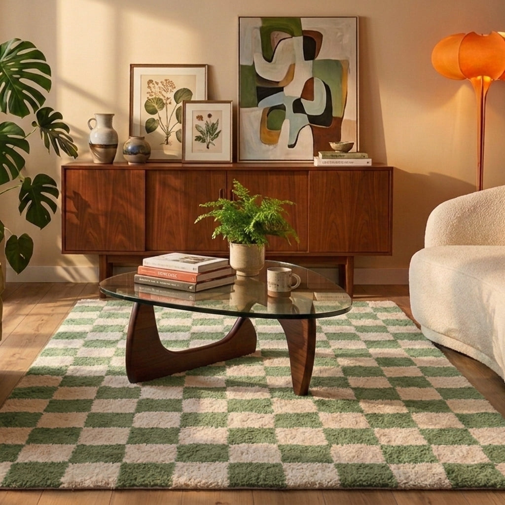 Tapis rétro - Gambit Vert/Blanc