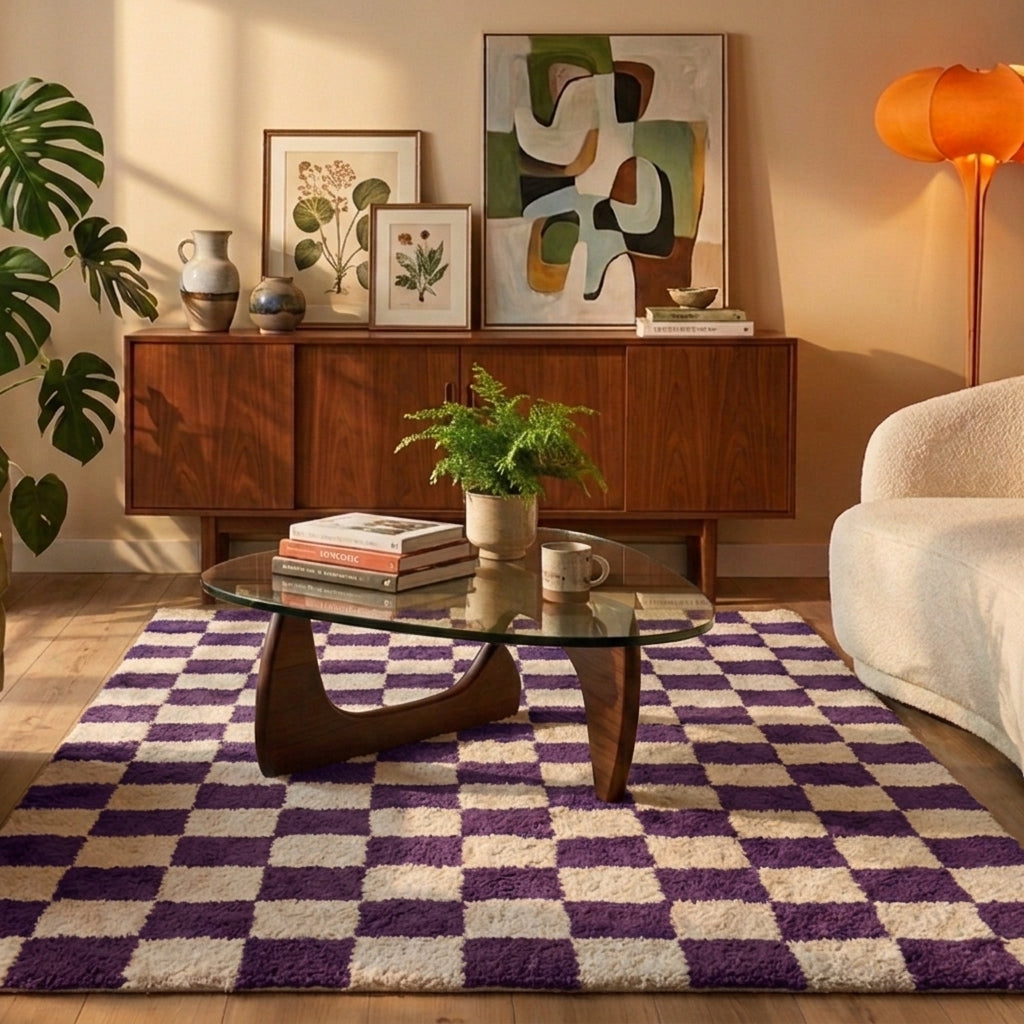 Retro Rug - Gambit Purple/White