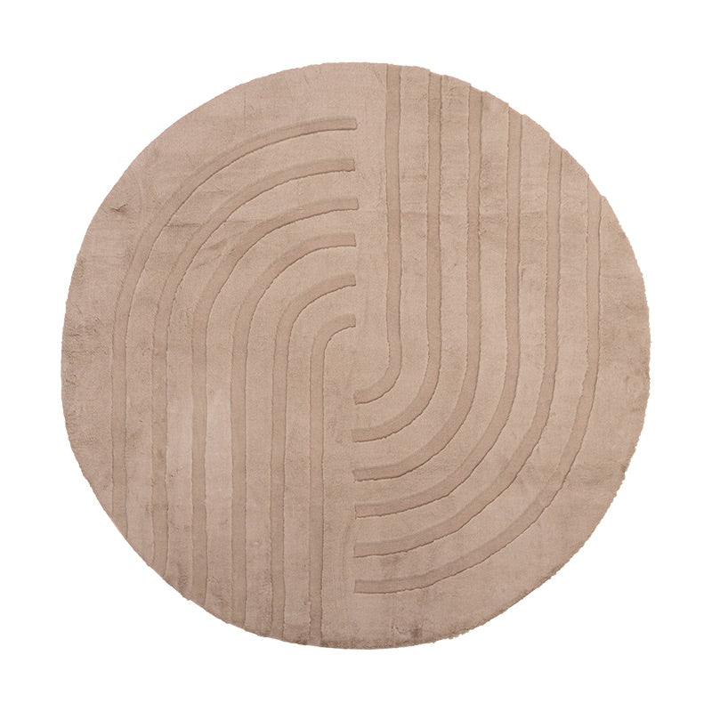 Tapis rond à poils longs - Carvy Curves Taupe