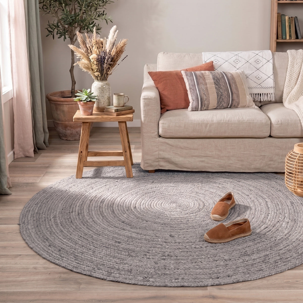 Tapis en jute - Fair Rond Gris