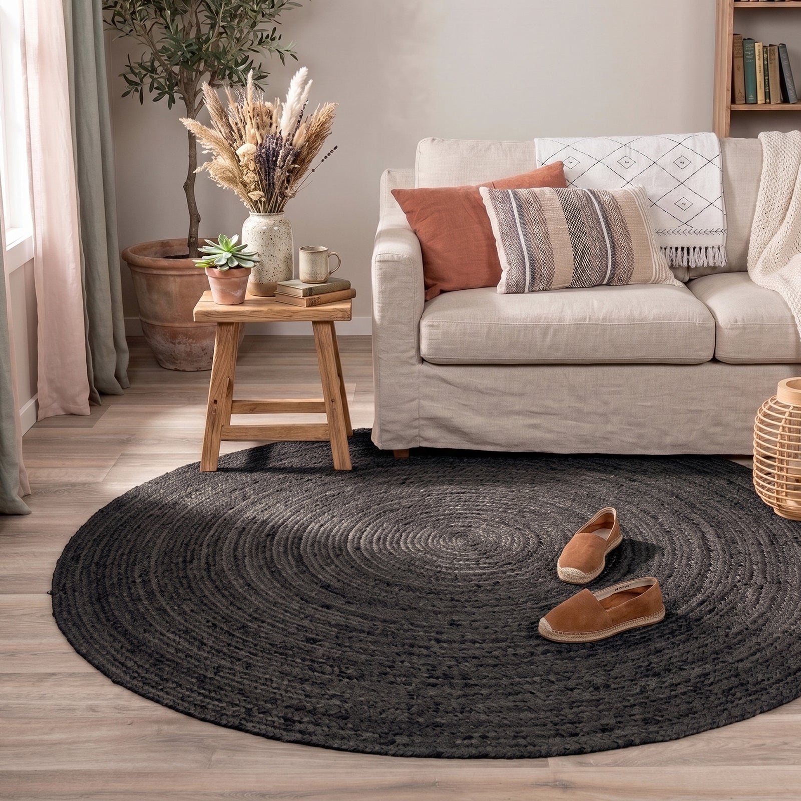 Tapis en jute - Fair Rond Noir