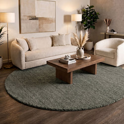 Tapis berbère rond - Aicha Vert foncé