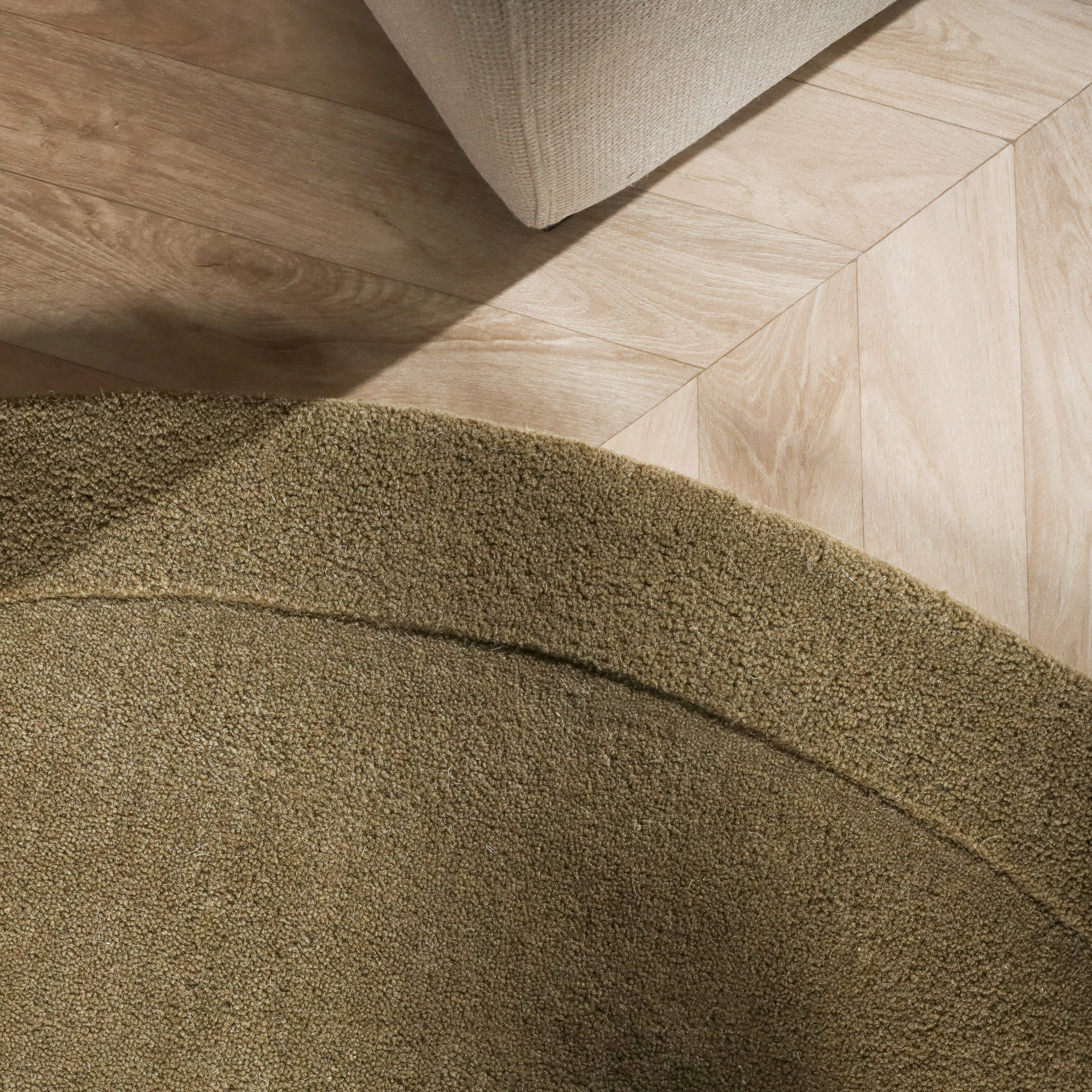 Tapis rond - Isara Border Vert Olive