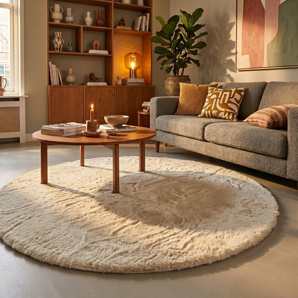 Tapis rond à poils longs - Comfy Supreme Crème