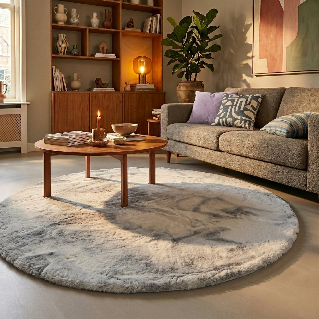Round High Pile Rug - Comfy Supreme Grey