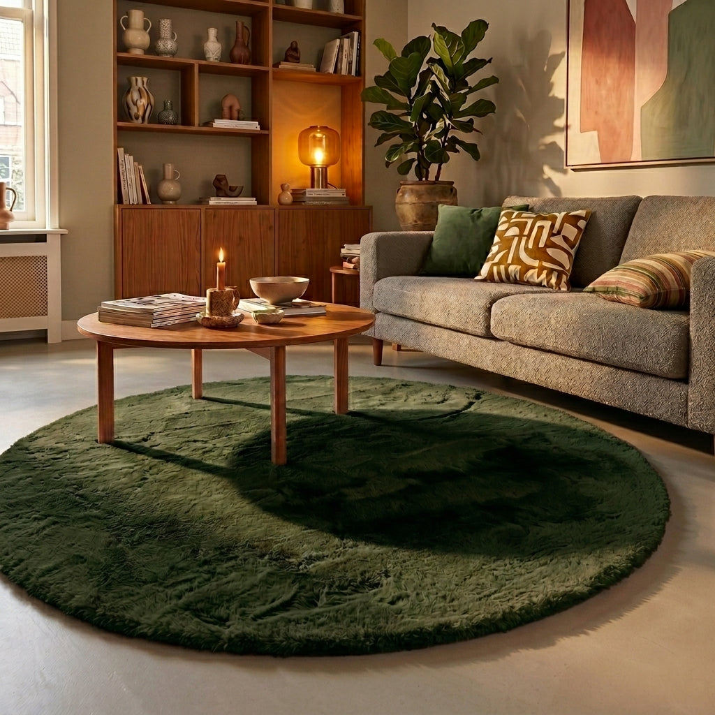 Tapis rond à poils longs - Comfy Supreme Vert