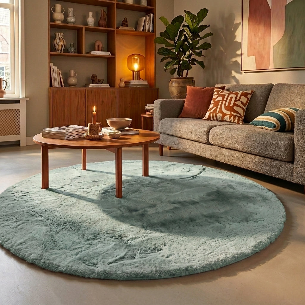 Tapis rond à poils longs - Comfy Supreme Bleu/Vert