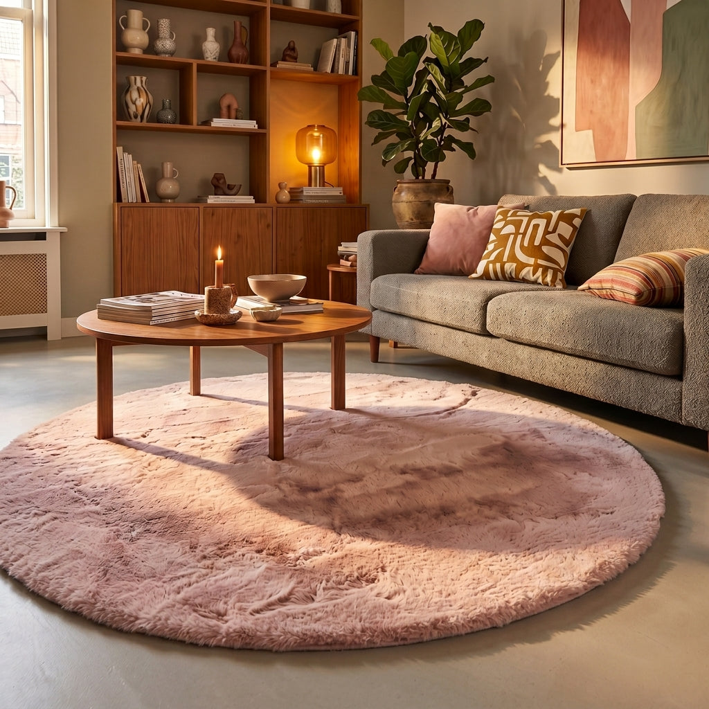 Tapis rond à poils longs - Comfy Supreme Rose