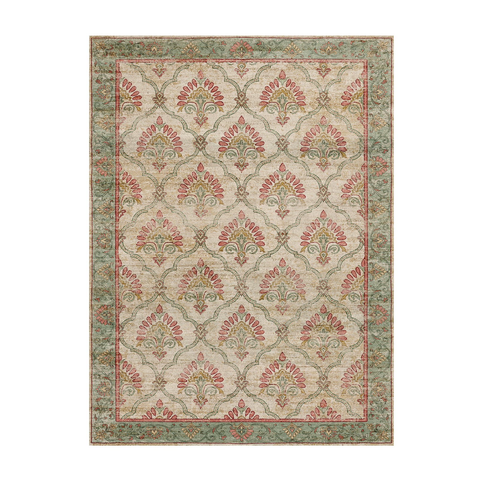 Tapis vintage - Sage Grid Vert