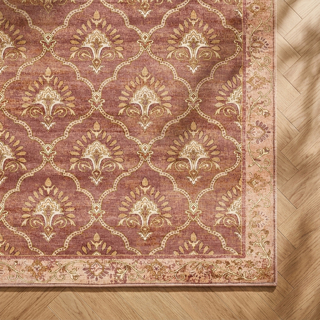 Tapis vintage - Sage Grid Terracotta