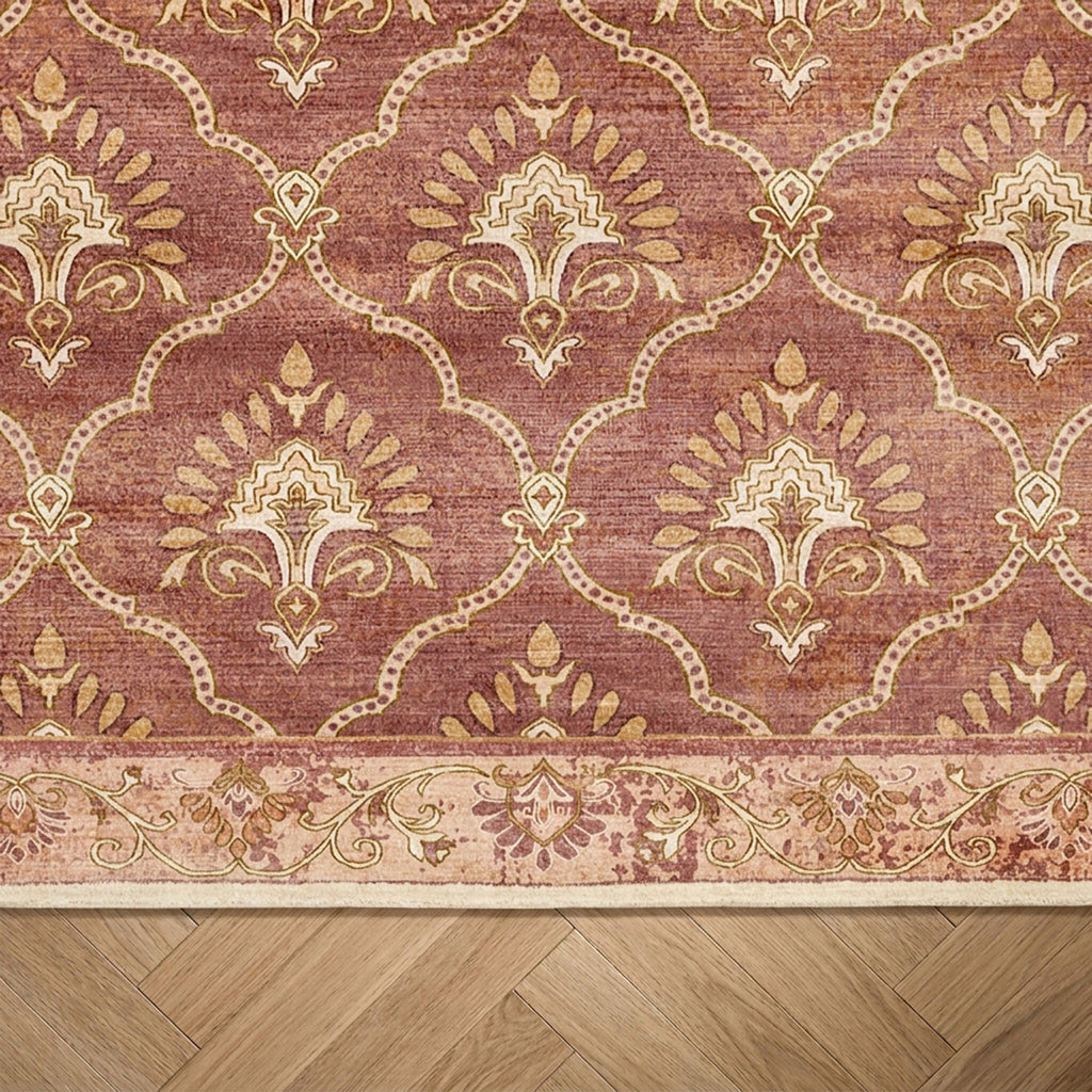 Tapis vintage - Sage Grid Terracotta