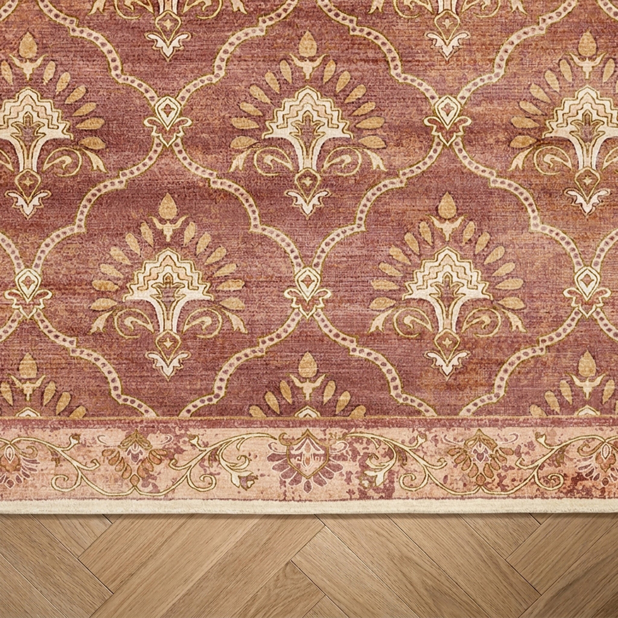 Tapis vintage - Sage Grid Terracotta