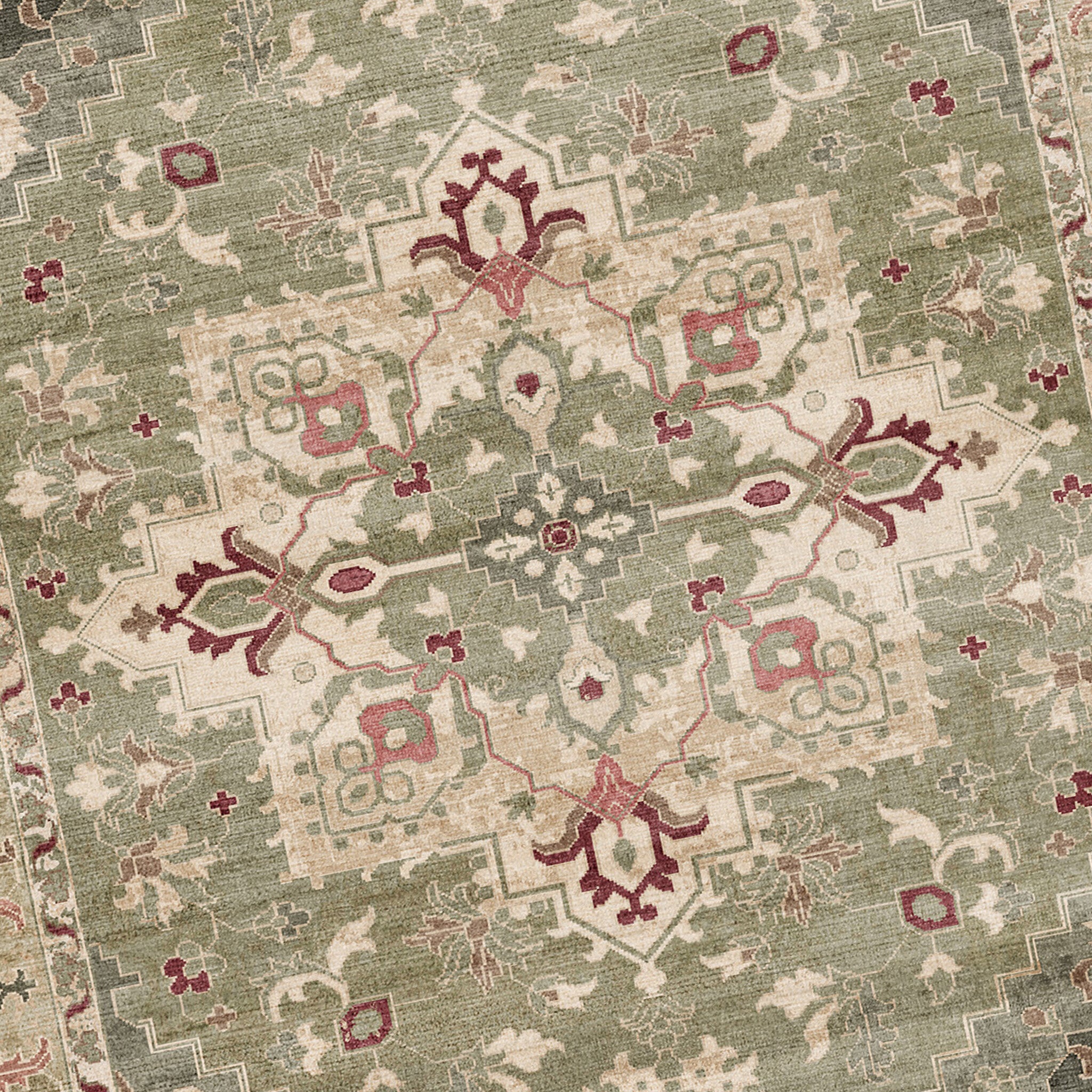 Tapis vintage - Sage Medallion Vert